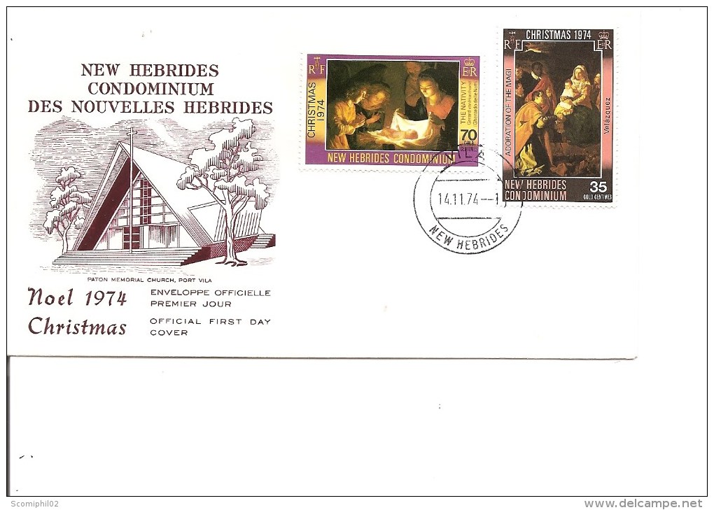 Nouvelles -hébrides - Noel ( FDC De 1974 à Voir) - Brieven En Documenten