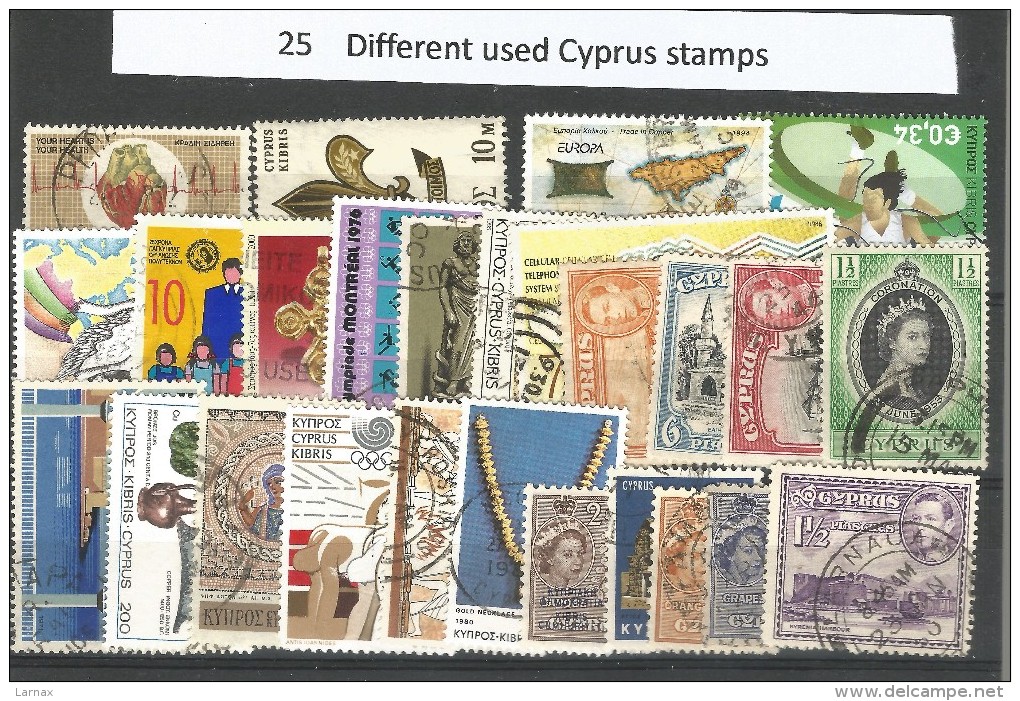 25 Different Cyprus Used Stamps - Used Stamps