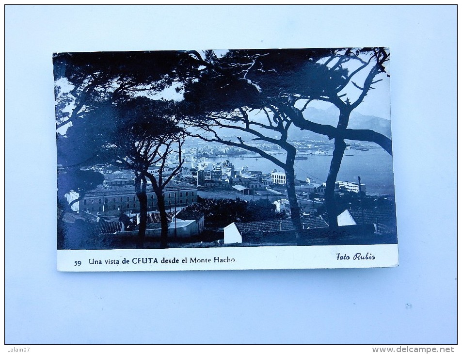 Carte Postale Ancienne : Una Vista De CEUTA Desde El Monte Hacho, 6 Timbres 1955 - Ceuta