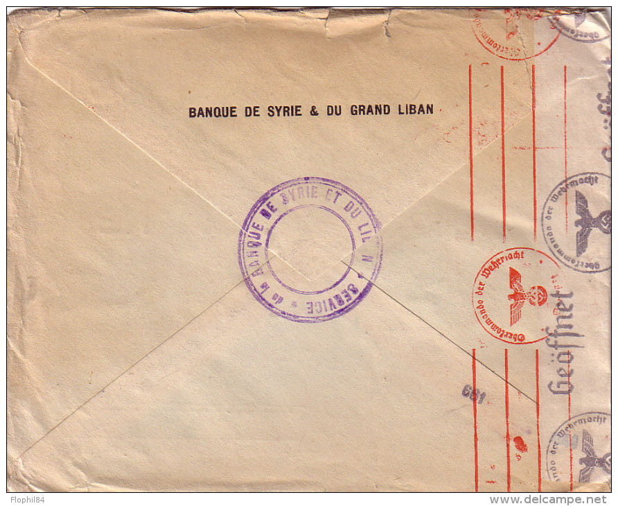 SYRIE - DAMAS - LE 28-3-1941 - ENVELOPPE AVEC CENSURE ALLEMANDE POUR MARSEILLE. - Syria