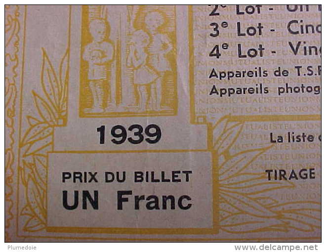 BILLET LOTERIE BIENFAISANCE FONCTIONNAIRES Des DOUANES 1939 Voir Détails   ** Achat Direct ** - Billets De Loterie