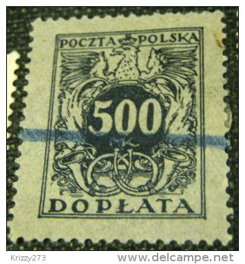 Poland 1923 Coat Of Arms &amp; Post Horns 500m - Used - Postage Due