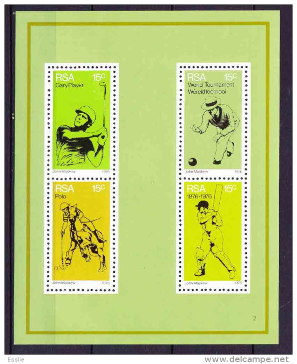 South Africa RSA - 1976 - Sports, Sport - Golf (Gary Player), Polo, Cricket , Lawn Bo- Souvenir Sheet / Miniature Sheet - Neufs