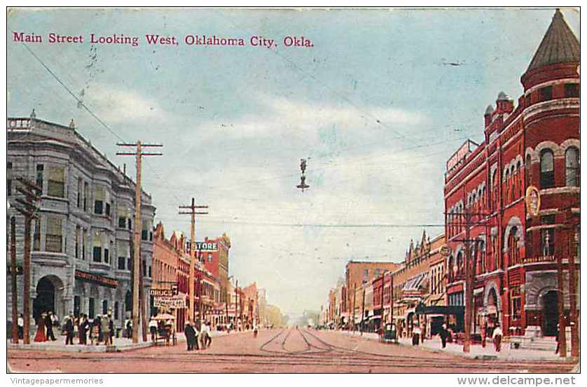 242251-Oklahoma, Oklahoma City, Main Street, Looking West, Commercial Center, Sadler & Pennington - Oklahoma City