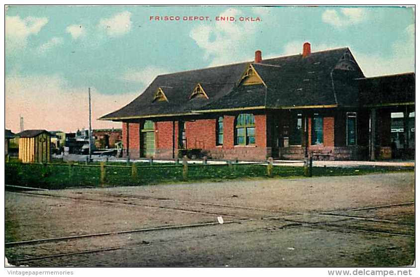 242255-Oklahoma, Enid, Frisco Depot, Railroad Train Station - Enid