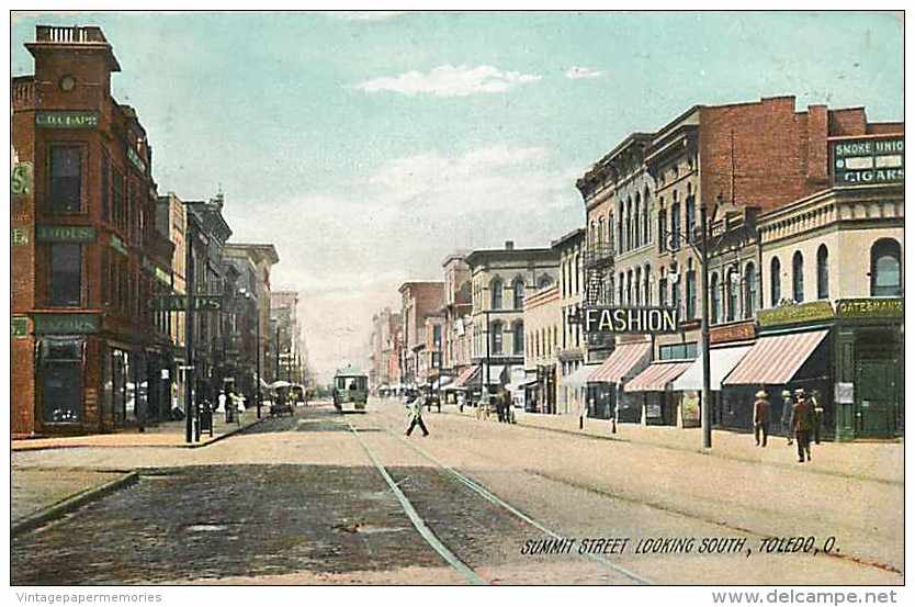 242271-Ohio, Toledo, Summit Street, Looking South, Commercial Section, Rotograph No E 4981 A - Toledo