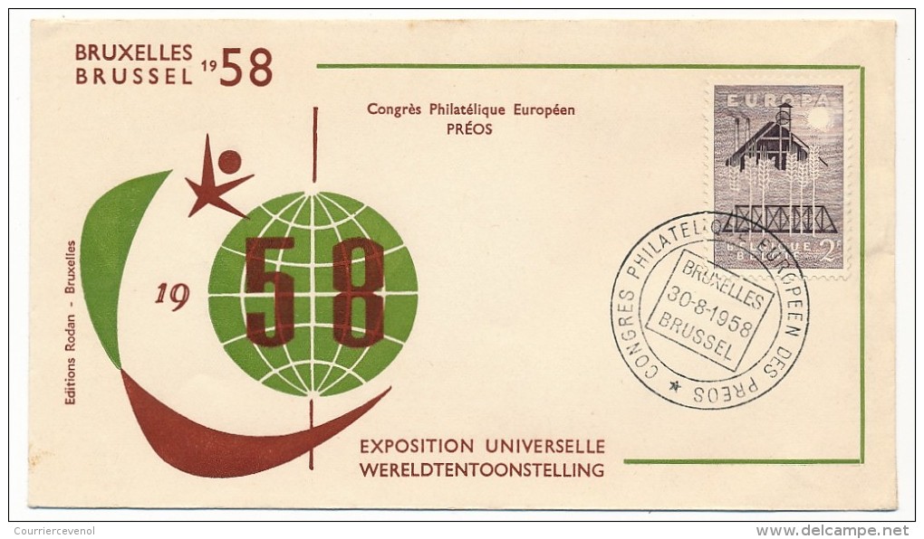 Lot De 8 Enveloppes EXPOSITION UNIVERSELLE DE BRUXELLES 1958 - Cachets Temp. Belgique, Italie, USA, Tchécoslovaquie - 1958 – Bruxelles (Belgique)