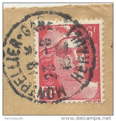 GANDON YVERT N°721A Ravec VARIETE "MECHES RELIEES"  SEUL SUR ENVELOPPE COMMERCIALE De MONTBAZIN (HERAULT) - Storia Postale