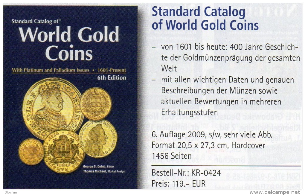 Katalog Goldmünzen Der Welt 2009 Neu 119€ 6.Edition English World Gold Coins Standard Catalogue Numismatica 1601-present - Other & Unclassified