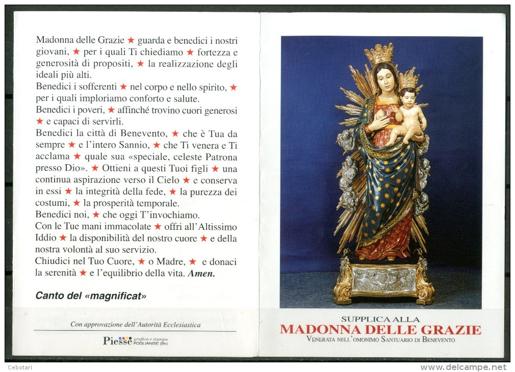 Santino - Madonna Delle Grazie - Venerata In Benevento - Supplica - - Images Religieuses