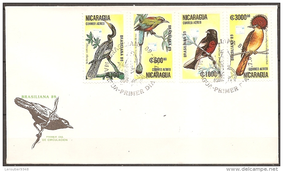 Nicaragua - Enveloppe 1er Jour Datée Du 08/07/89,timbres 1286-1288-1289-1291  (bon état) - Other & Unclassified