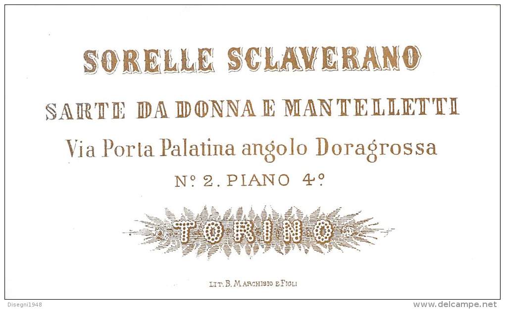 03338 "TORINO - SORELLE SCLAVERANO - SARTE  DA DONNA E MANTELLETTI" CARTONCINO PUBBLICITARIO INTESTATO. - Publicidad