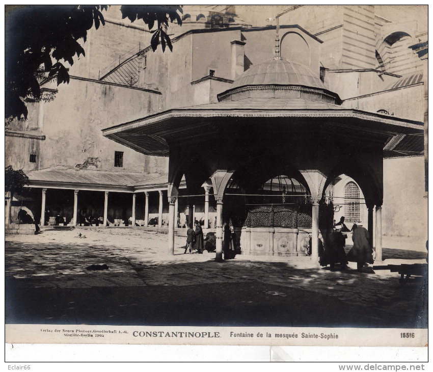 CONSTANTINOPLE - Fontaine De La Mosquee Sainte Sophie, Alte Karte Um 1905,PHOTO  Dimension 24cmX19cm - Turquia