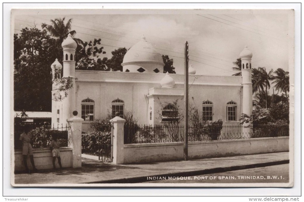 TRINIDAD ~ RPPC Indian Mosque BRITISH WEST INDIES Port Of Spain C1940 Postcard - Trinidad