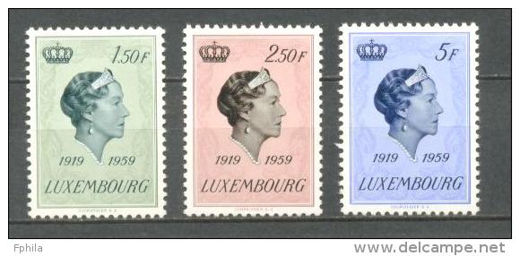 1959 LUXEMBOURG CHARLOTTE CORONATION MICHEL: 601-603 MNH ** - Ungebraucht