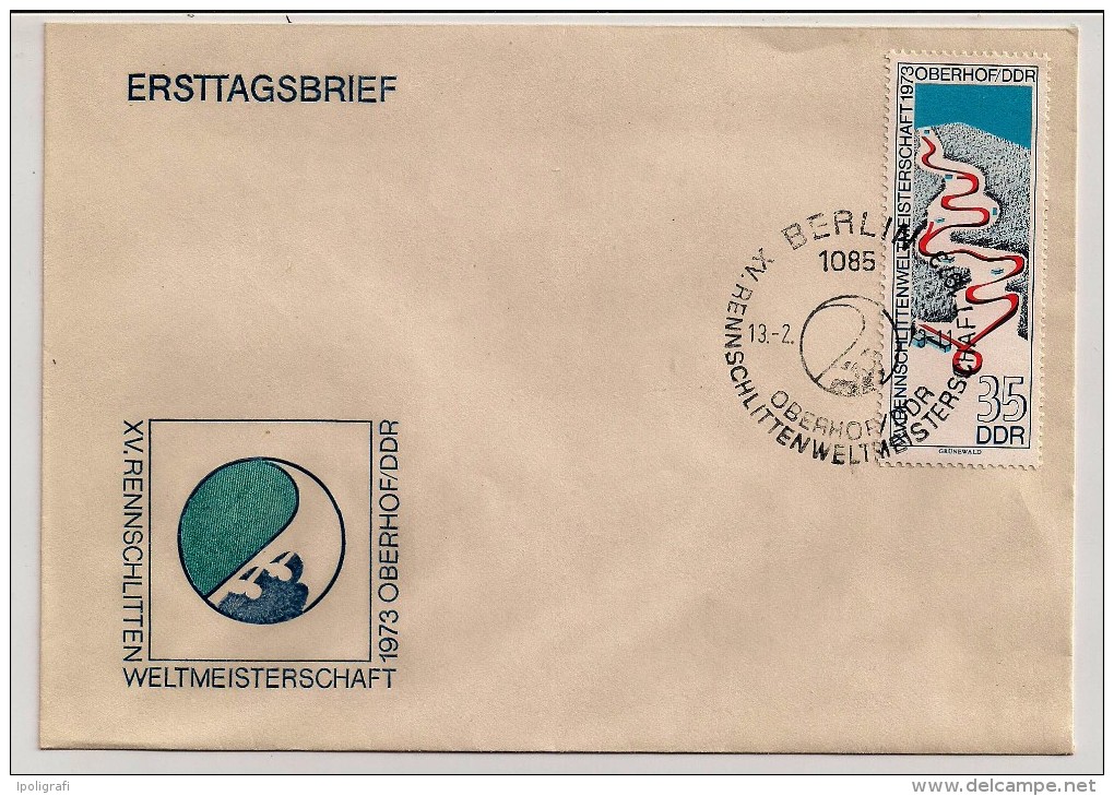 DDR, 1973, Oberhof, Sledding World Championship, FDC, Berlin, 13-2-73 - Inverno