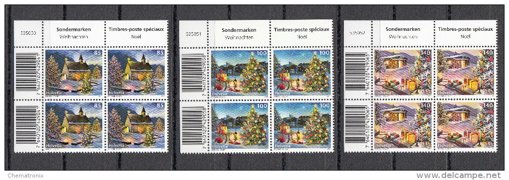 Suiza / Switzerland 2011 - Michel 2224-2226 - Blocks Of 4  ** MNH - Ungebraucht