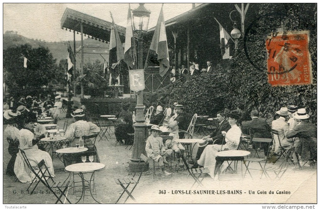 CPA 39 LONS LE SAUNIER LES BAINS UN COIN DU CASINO 1911 - Lons Le Saunier