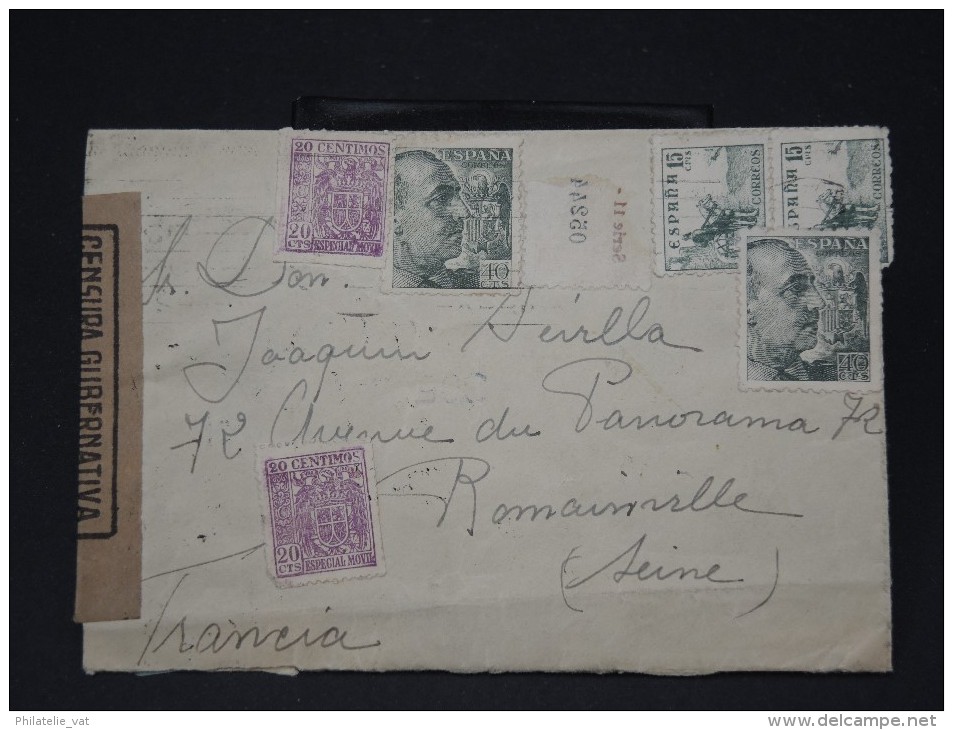 ESPAGNE- LETTRE . DE BARCELONE POUR LA FRANCE  AVEC CENSURE MILITAIRE  1940   LOT P3441 - Nationalists Censor Marks