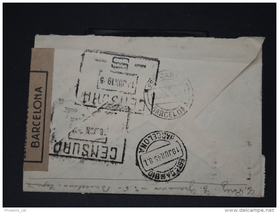 ESPAGNE- LETTRE . DE BARCELONE POUR LA FRANCE  AVEC CENSURE MILITAIRE  1940   LOT P3441 - Marcas De Censura Nacional