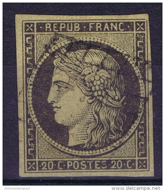 France: 1849 Yv Nr 3 B  Noir Sur Chamois Used Obl - 1849-1850 Cérès