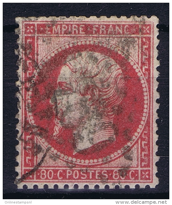 France: 1862 Yv Nr 24 A Rose Foncé  Used Obl - 1862 Napoleon III