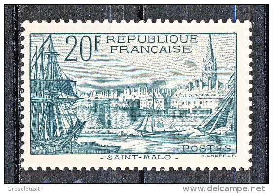 Francia 1938 Porto Di S. Malo Y&T N. 394 Fr. 20 Verde Scuro MNH - Nuovi