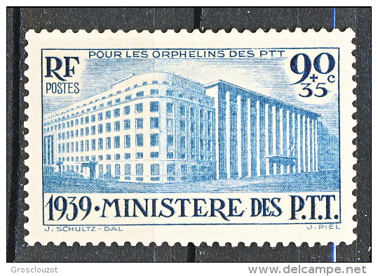 Francia 1939 Orfani PTT Y&T N. 424 C. 90 Su C. 35 Blu-verde MNH - Nuovi