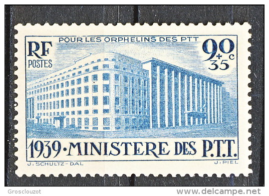 Francia 1939 Orfani PTT Y&T N. 424 C. 90 Su C. 35 Blu-verde MH - Nuovi