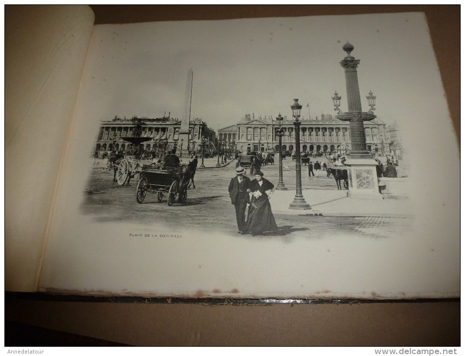 1900 PARIS PITTORESQUE ET MONUMENTAL ,par E. Deley :  grandes photographie du Paris animé (personnages, attelages, etc