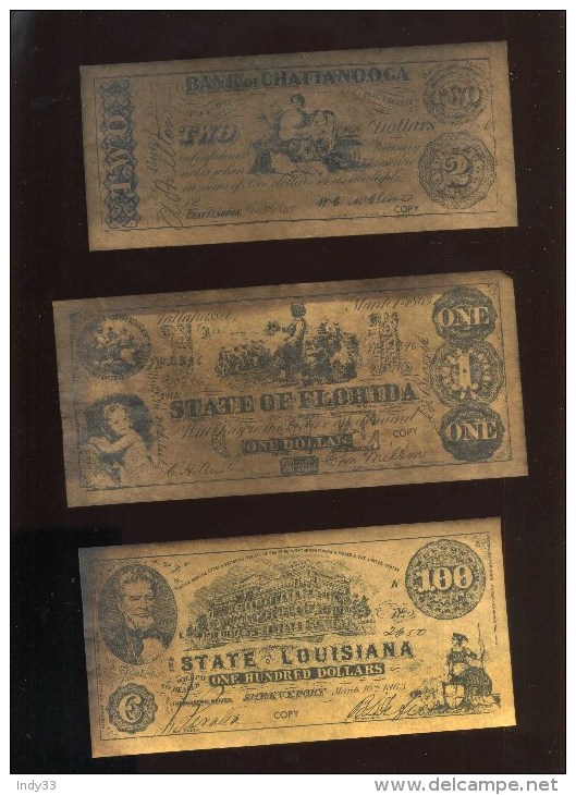 - LOT DE 6 FAC SIMILES DE BILLETS CONFEDERES . - Fiktive & Specimen