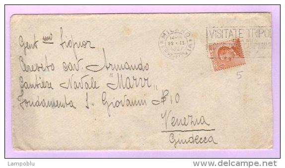 22 Nov 1927 - Lettera Da Milano A Venezia - Sassone 205 - Marcofilía