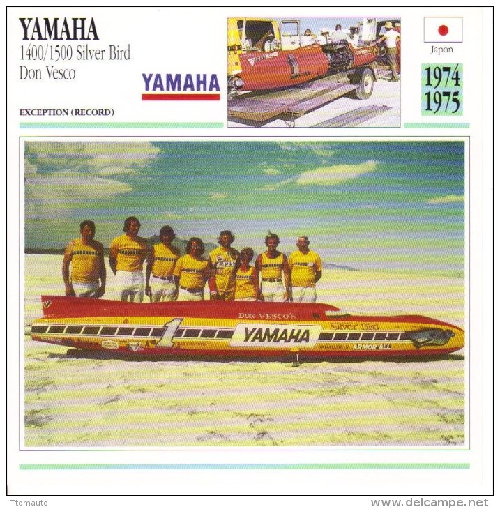 Yamaha 1500 Silver Bird Record Breaker   -  1974  -  Don Vesco     -   Fiche Technique Moto (Course) - Sonstige & Ohne Zuordnung