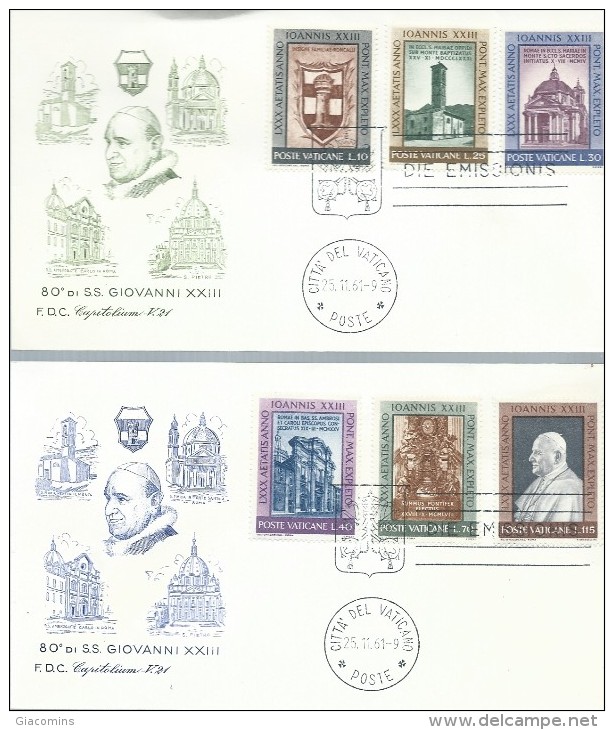 VATICANO - FDC  -  1961  - 2  BUSTE - FDC