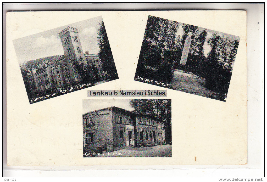 SCHLESIEN - OBERSCHLESIEN - LANKAU Bei NAMSLAU / NAMYLOW, Kriegerdenkmal, Gasthaus, Führer-Schule NS - Schlesien