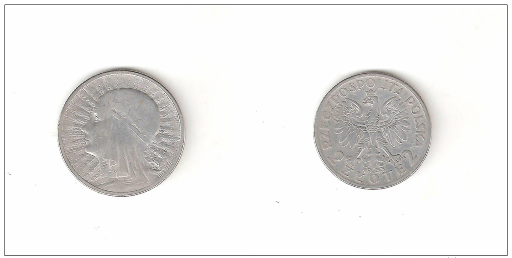 C 154001) POLONIA POLSKA 2 ZLOTE 1933 ARGENTO - Polonia