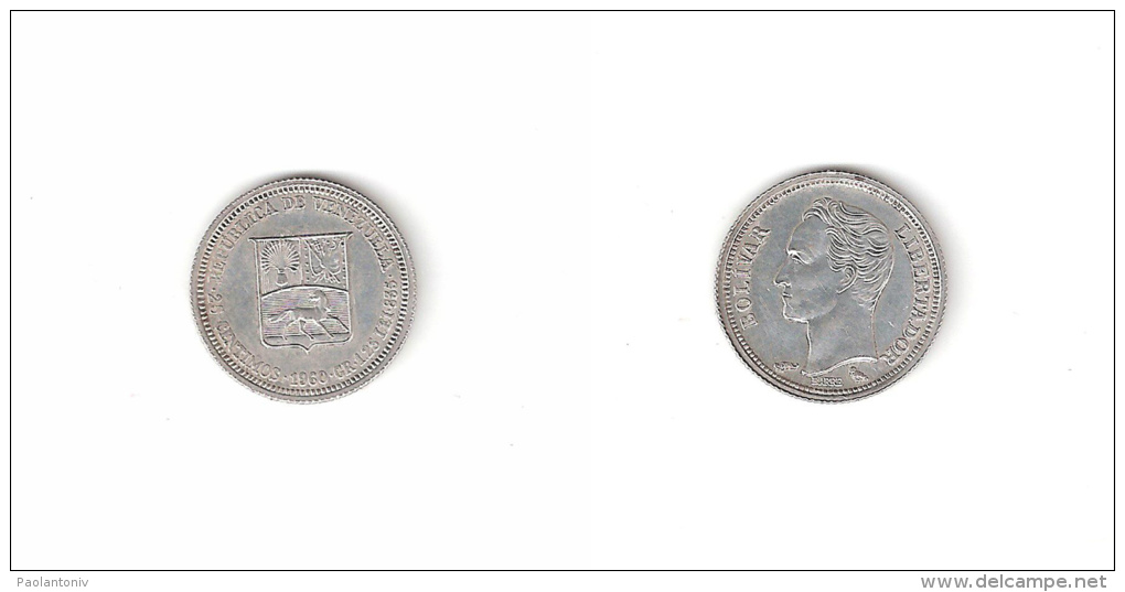 C 220012) VENEZUELA 25 CENTIMOS 1960 ARGENTO - Venezuela