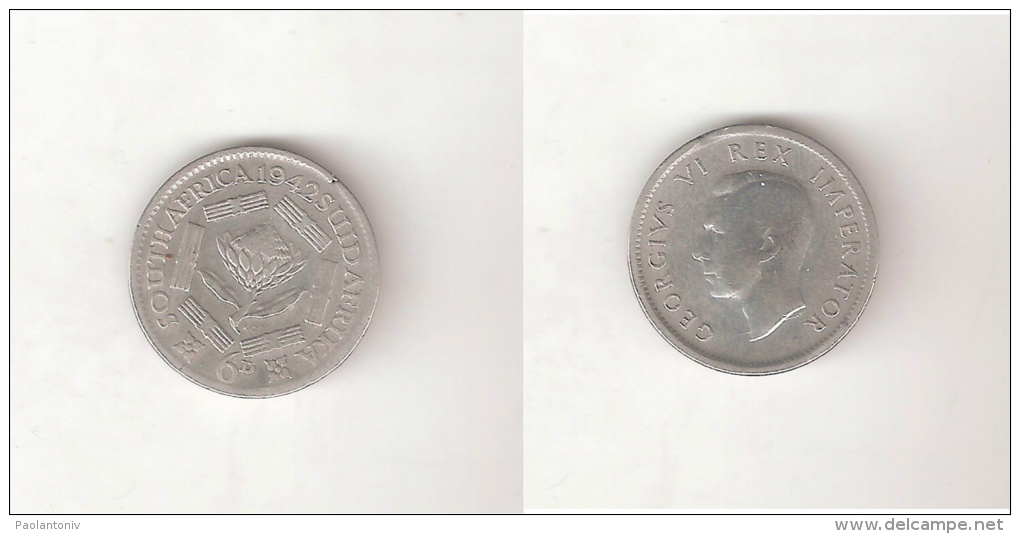 187017 C) SUD AFRICA SOUTH AFRICA SIX 6 PENCE 1942 GEORGIUS VI° ARGENTO - Südafrika