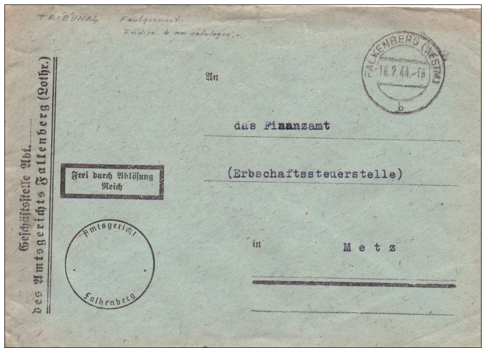 Lothringen Dienstbrief Gest. -  Ansehen!! - Occupazione 1938 – 45