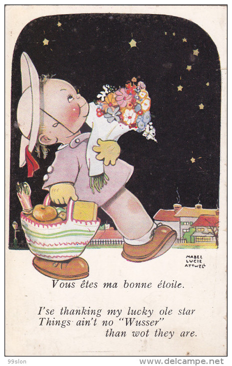 Carte D´illustratrice Anglaise Attwell : "I'se Thanking My Lucky Ole Star ..." - Attwell, M. L.