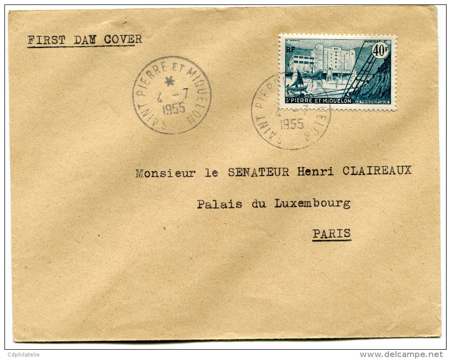 ST PIERRE ET MIQUELON LETTRE DEPART SAINT PIERRE ET MIQUELON 4-7-1955 POUR LA FRANCE - Storia Postale