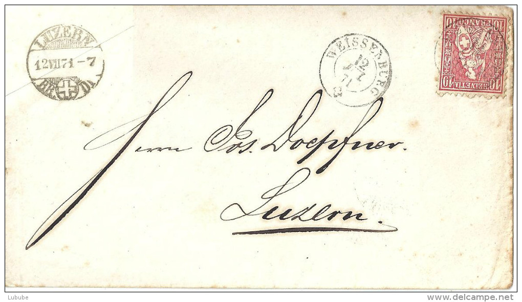 Brief  Weissenburg - Luzern            1871 - Storia Postale