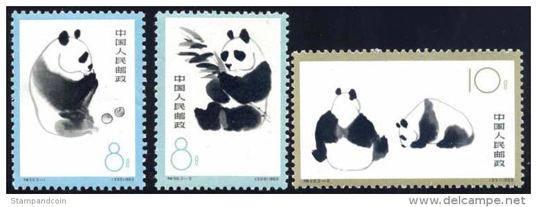 PR China #708-10 Mint Never Hinged Panda Set From 1963 - Neufs