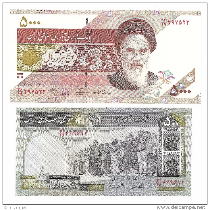 Persia Lot Of 2 UNC Banknotes 500 & 5000 Rials - Iran