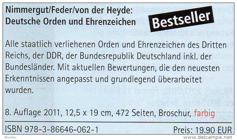 Katalog Deutsche Orden Ehrenzeichen 2011 New 20€ III.Reich DDR BRD Berlin Baden Bayern Saar Sachsen Catalogue Of Germany - Autres & Non Classés