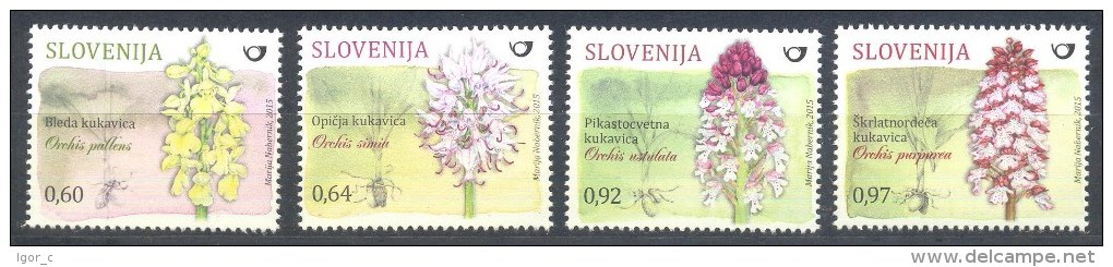 New 2015 Flora Flowers Orchid Orchids Orchidee Mint MNH **  - Orchis Pallens, Orchis Simia, Orchis Ustulata - Orchideen