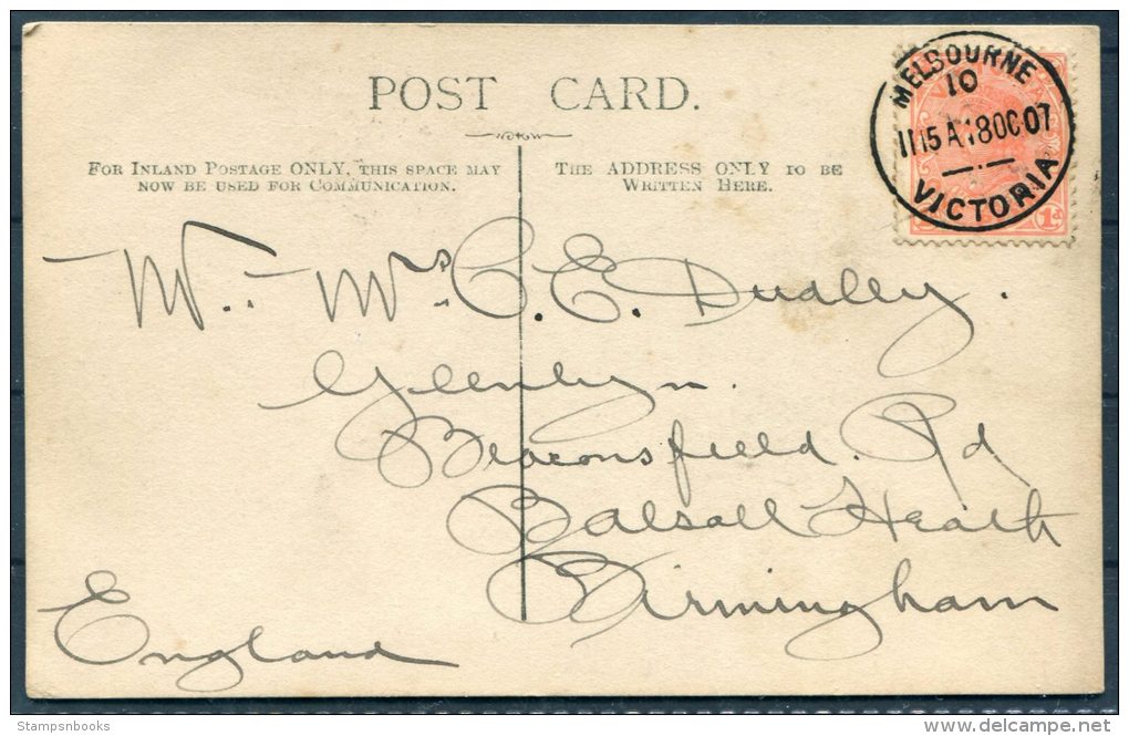 1907 Melbourne Victoria Australia Mount Macedon Real Photo Postcard - Balsall Heath Birmingham - Briefe U. Dokumente