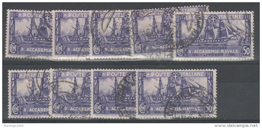 Italia 1931 - Accademia Navale 50 C. - Lotto Di 9 Esemplari      (g4830) - Lots & Kiloware (mixtures) - Max. 999 Stamps