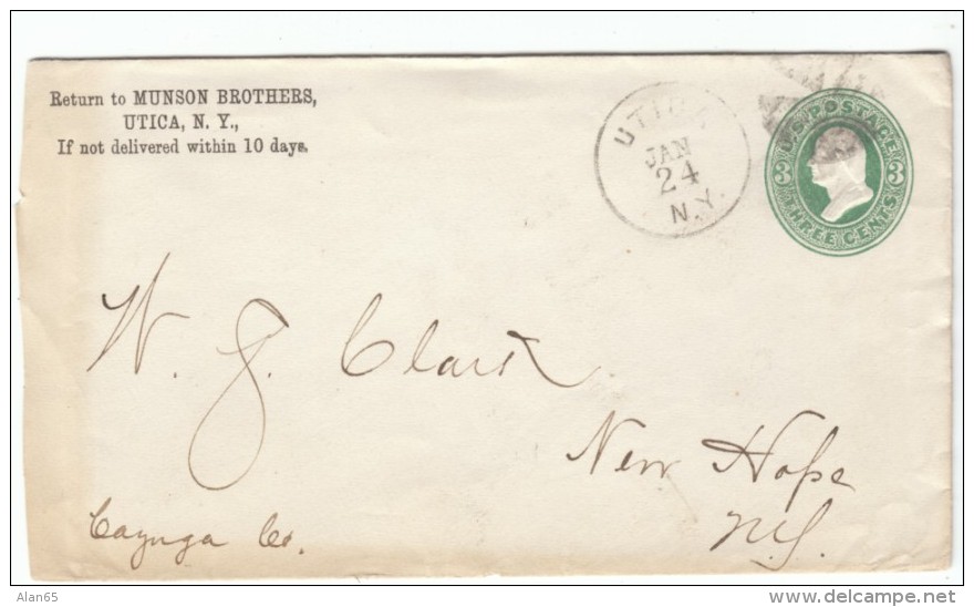 Sc #U163 3-cent Postal Stationery Envelope 1874-86 Issue Used - ...-1900