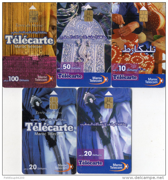 TELECARTES  MAROC  10/20/20/50/100 Dirhams  (lot De 5) - Maroc
